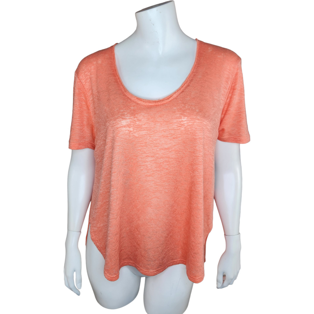 Melrose and Market Short Sleeve Coral Knit Open Side Top Size Large NWT‎
